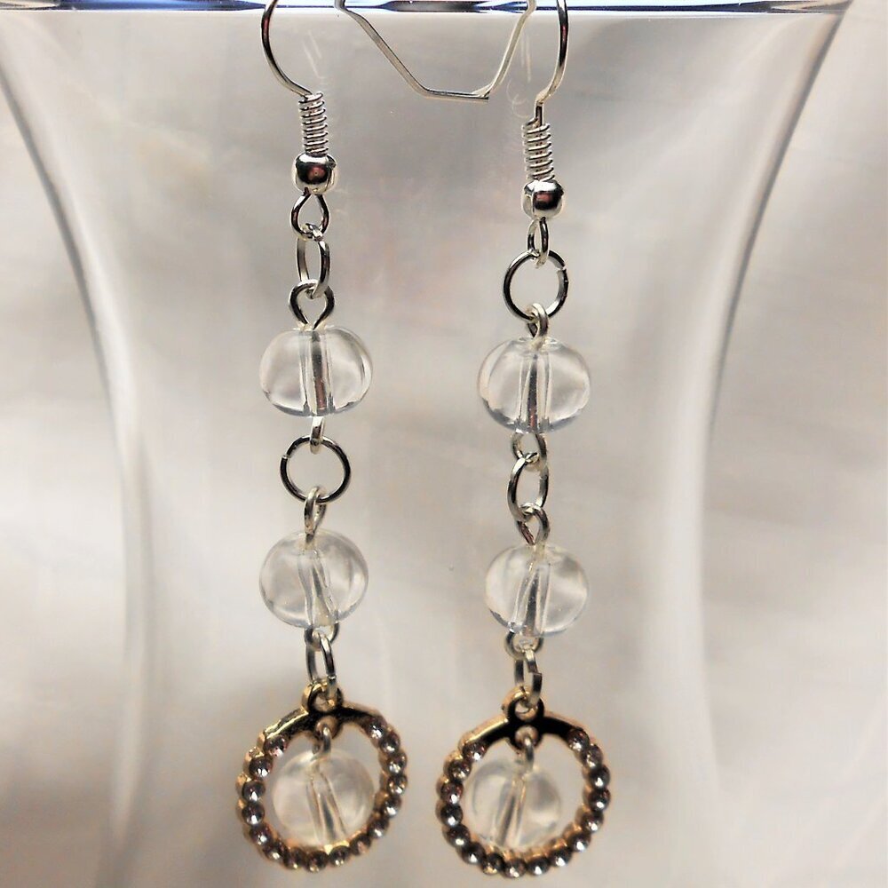 No1766 Handmade earrings with Tibetan silver charms and polished stones